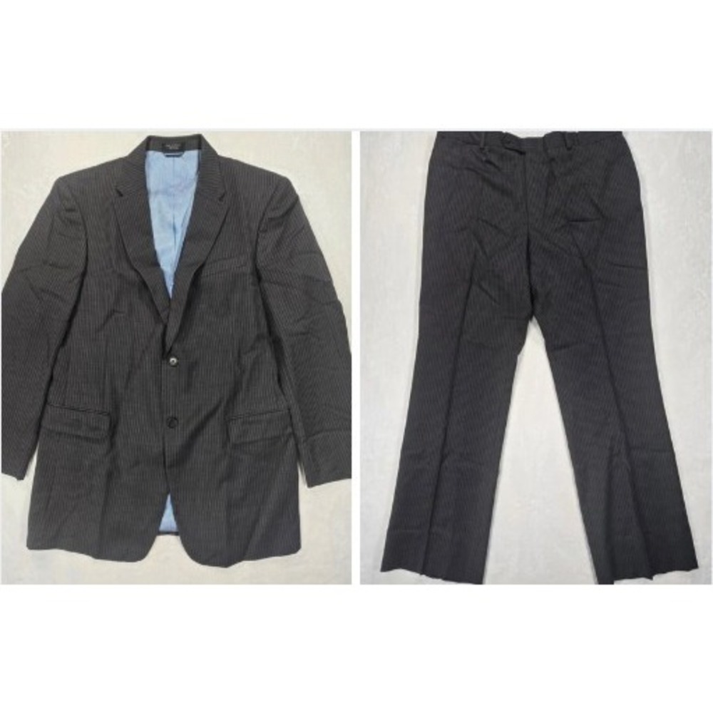 Tommy Hilfiger Mens 42 Wool Suit Charcoal Pinstripe 2 Piece Jacket Pants 40x31